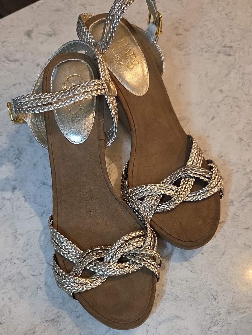 Chaps Metallic Gold Braided-Strap Women's Sandals